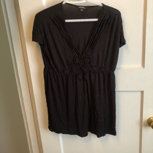 George Black Ruched Short Sleeve Blouse - Picture 1 of 6